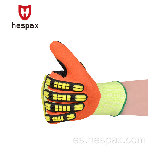 Hespax Trabajo de construcción industrial Nitrile Amarillo TPR Glove